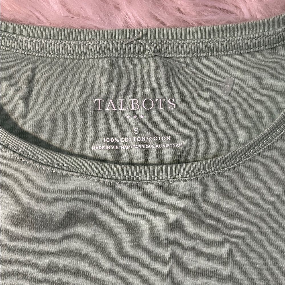 Talbots Mint Green Solid Small Tee - image 2